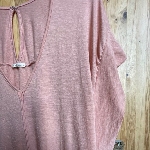 FRESH LAUNDRY Pink Slub Tunic Open Dolman Sleeves Plunge Blouse Coverup Tee S - Picture 3 of 9